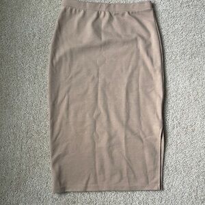 Sweater Knit Midi Tan Pencil Skirt